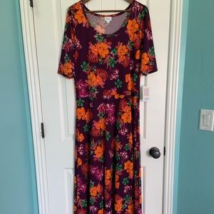 LuLaRoe Ana Maxi Dress Brand New Purple Floral